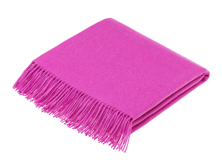 plain fuschia pink throw blanket made from alpaca, bronte moon