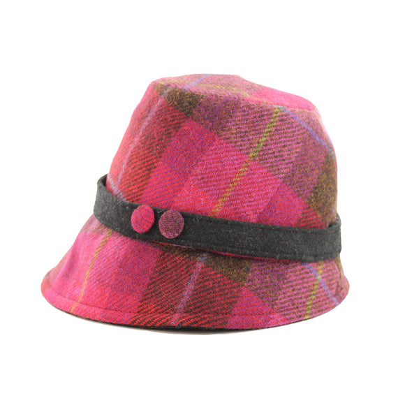 Ladies Tweed - Clodagh Hat - Pink Plaid - Made in Ireland