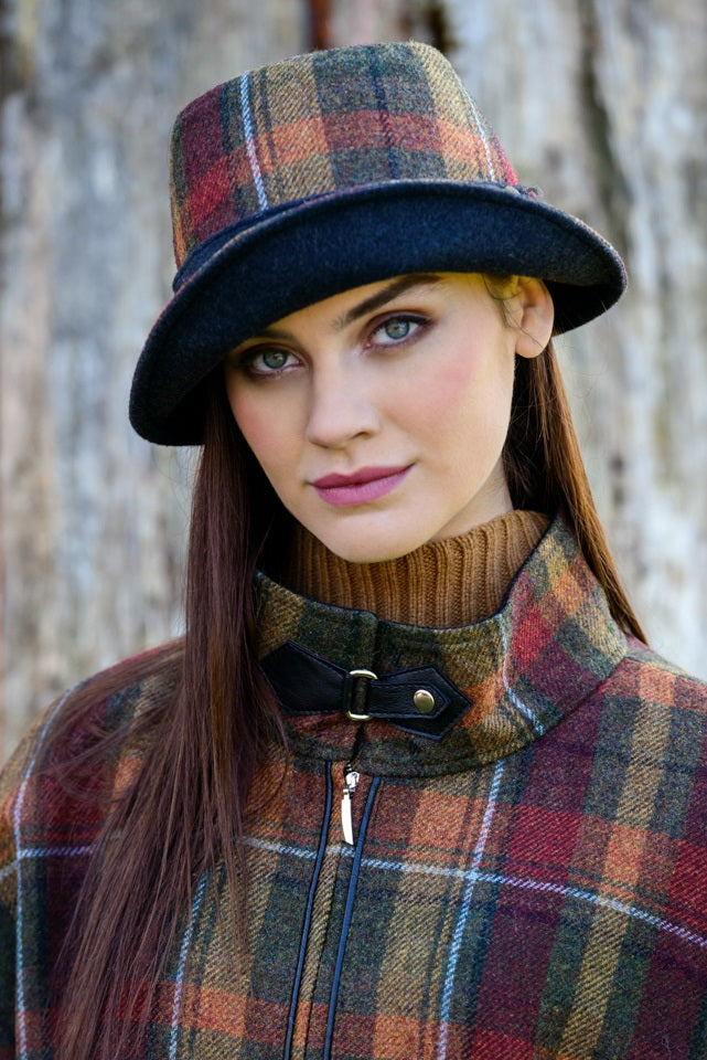 Ladies Tweed - Clodagh Hat - Autumn Plaid - Made in Ireland