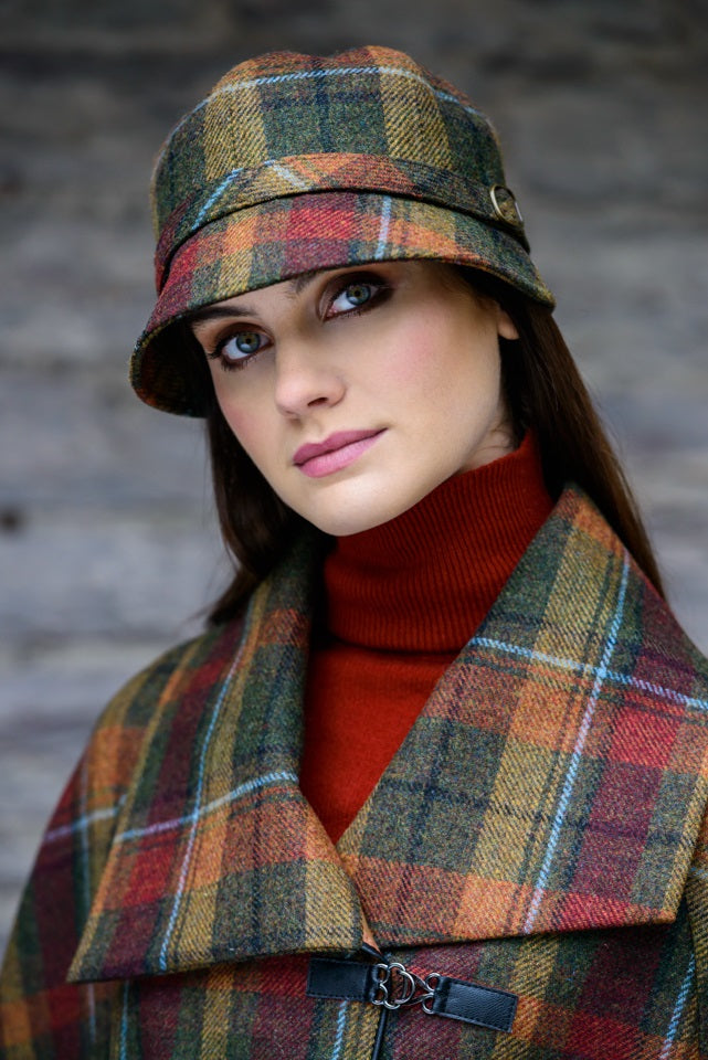 Ladies Tweed - Flapper Cap - Autumn Plaid - Made in Ireland