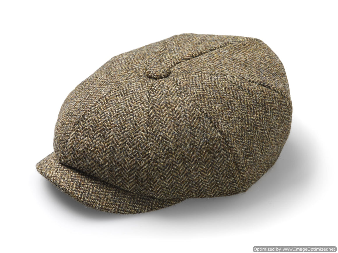 Peaky Cap - Unisex - Bakers Boy Cap / Hat - Herringbone - Country Brown, Made in England