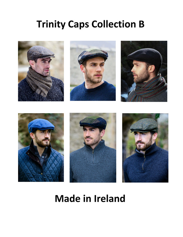 Trinity Tweed Flat Caps, Collection B, Made in Ireland, Unisex
