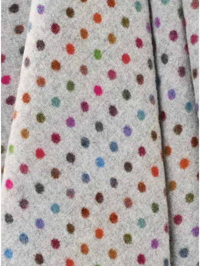 Rainbow Merino Lambswool Multi Spot Gray Throw Blanket
