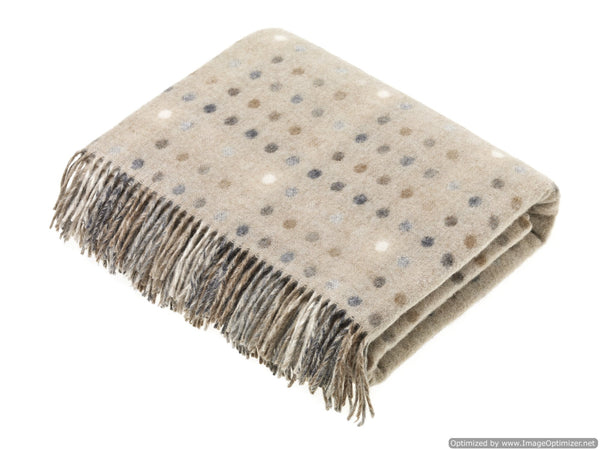 Merino Lambswool Throw Blanket Multispot Natural Made in England Bronte by Moon