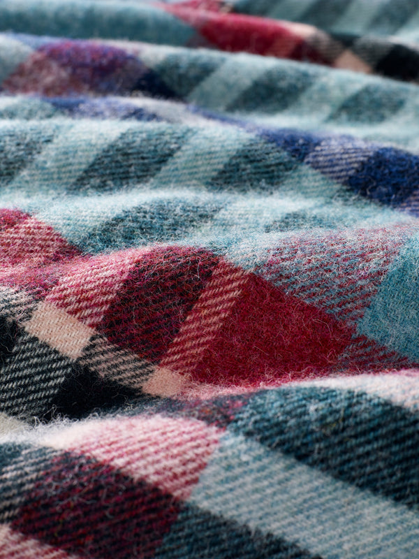 Shetland Pure New Wool Chesil Teal Throw Blanket Bronte by Moon