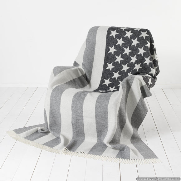 The American Flag - Stars & Stripes - Old Glory - Star Spangled Banner - Monochrome Throw Blanket