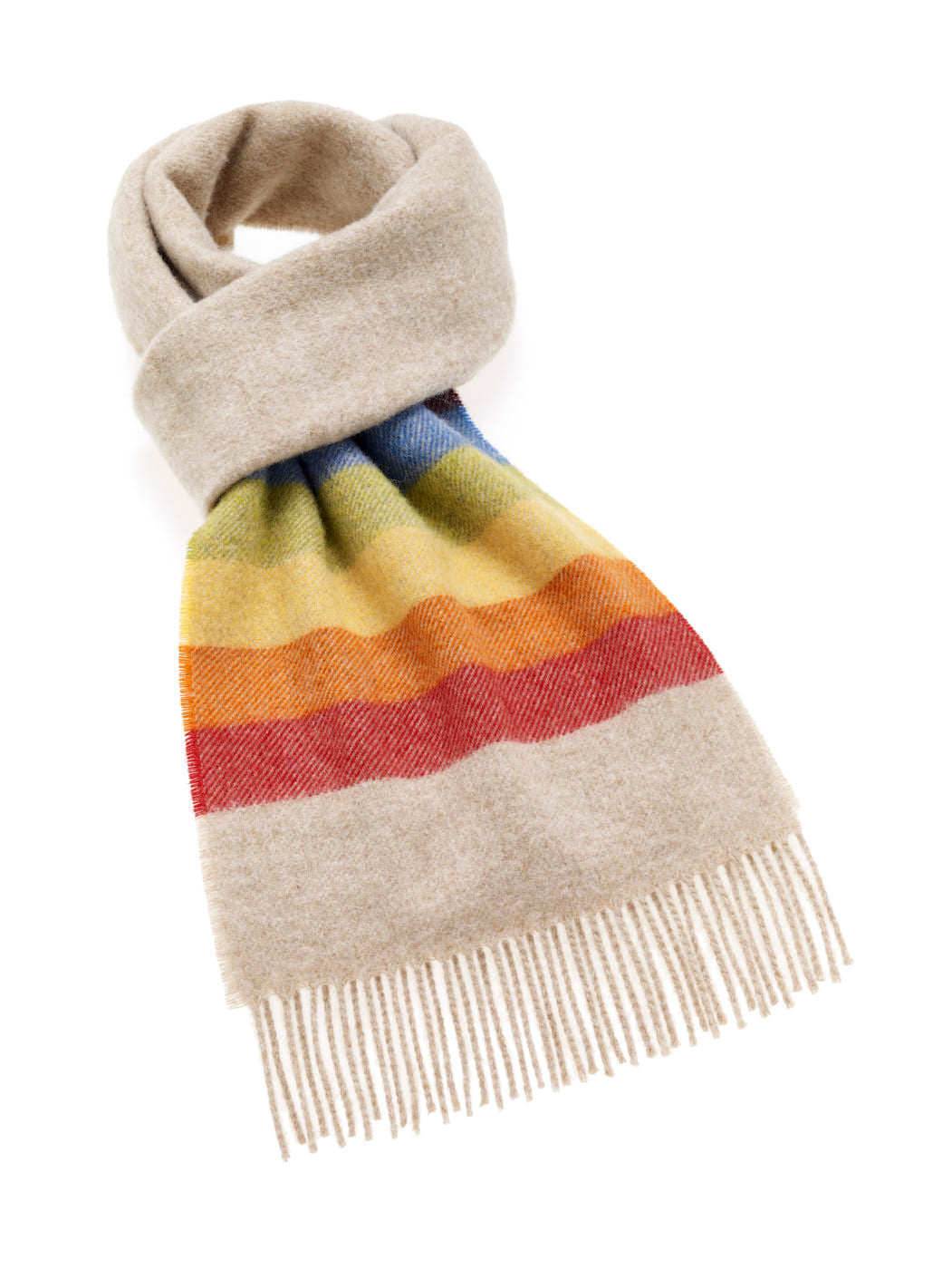 Pride Rainbow Beige Scarf - Merino Lambswool - Made in England