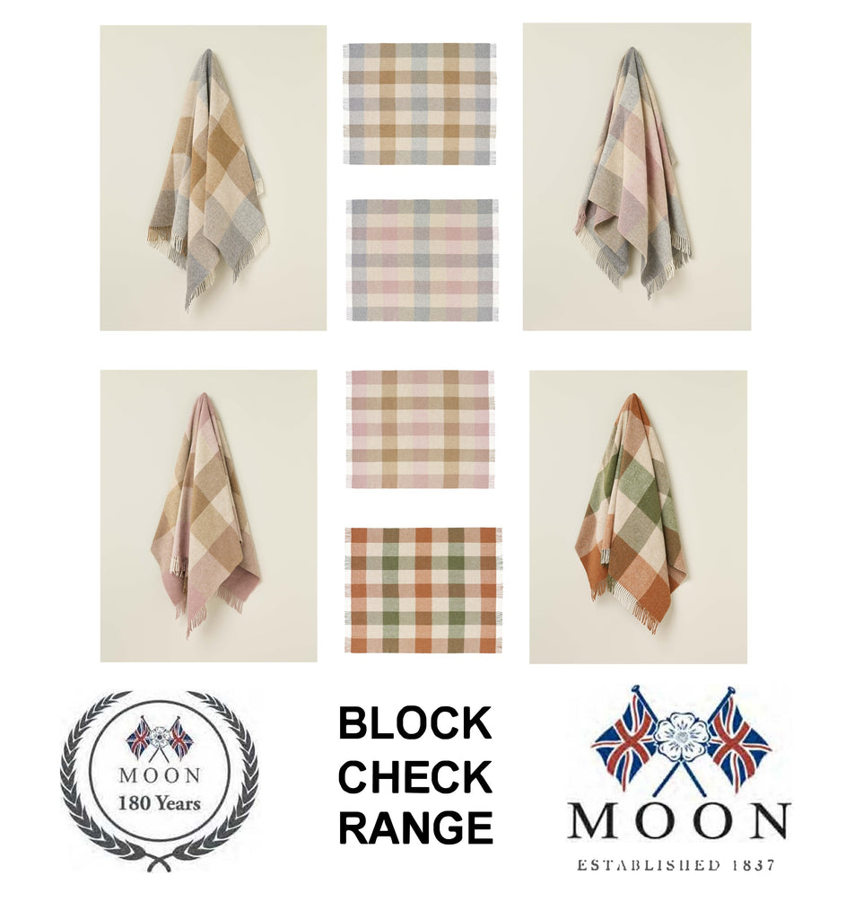 Block Check Collection - 100% British Wool Throw - Made in England