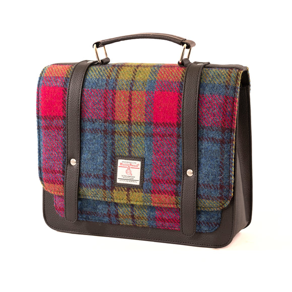 Harris Tweed - Messenger Bag - Blue/Pink Check