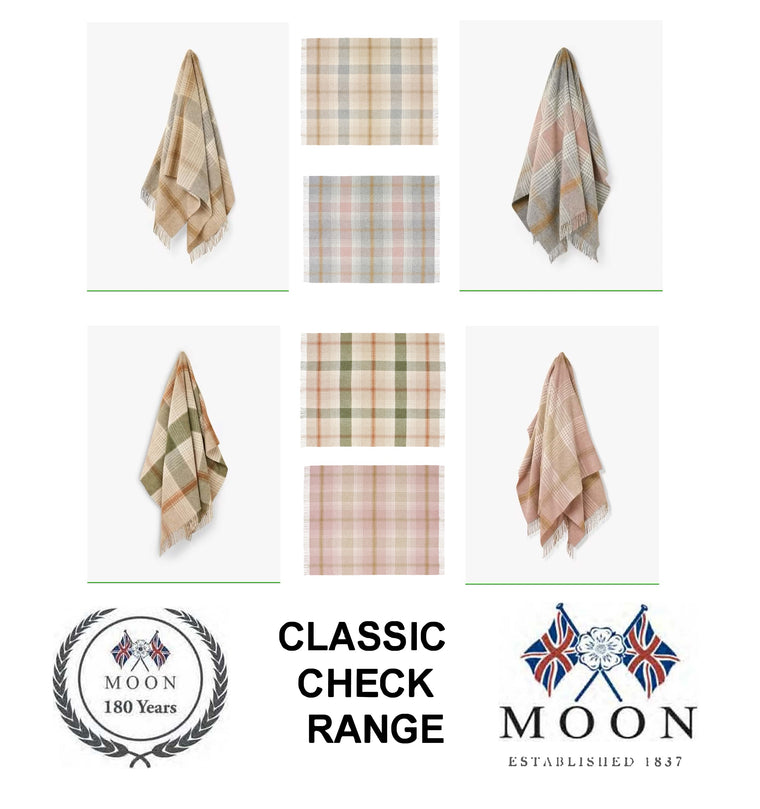 Classic Check Collection - 100% British Wool Throw - Made in England