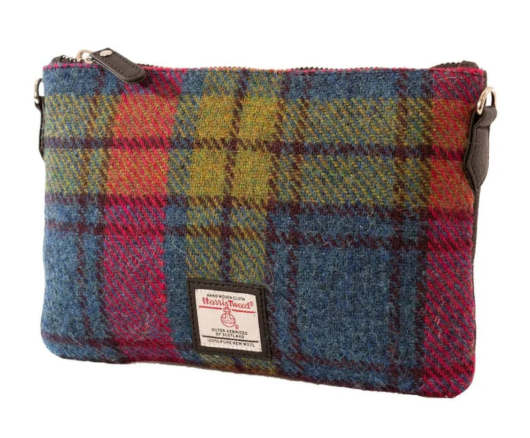 Harris Tweed - Clutch Bag - Blue/Pink Check