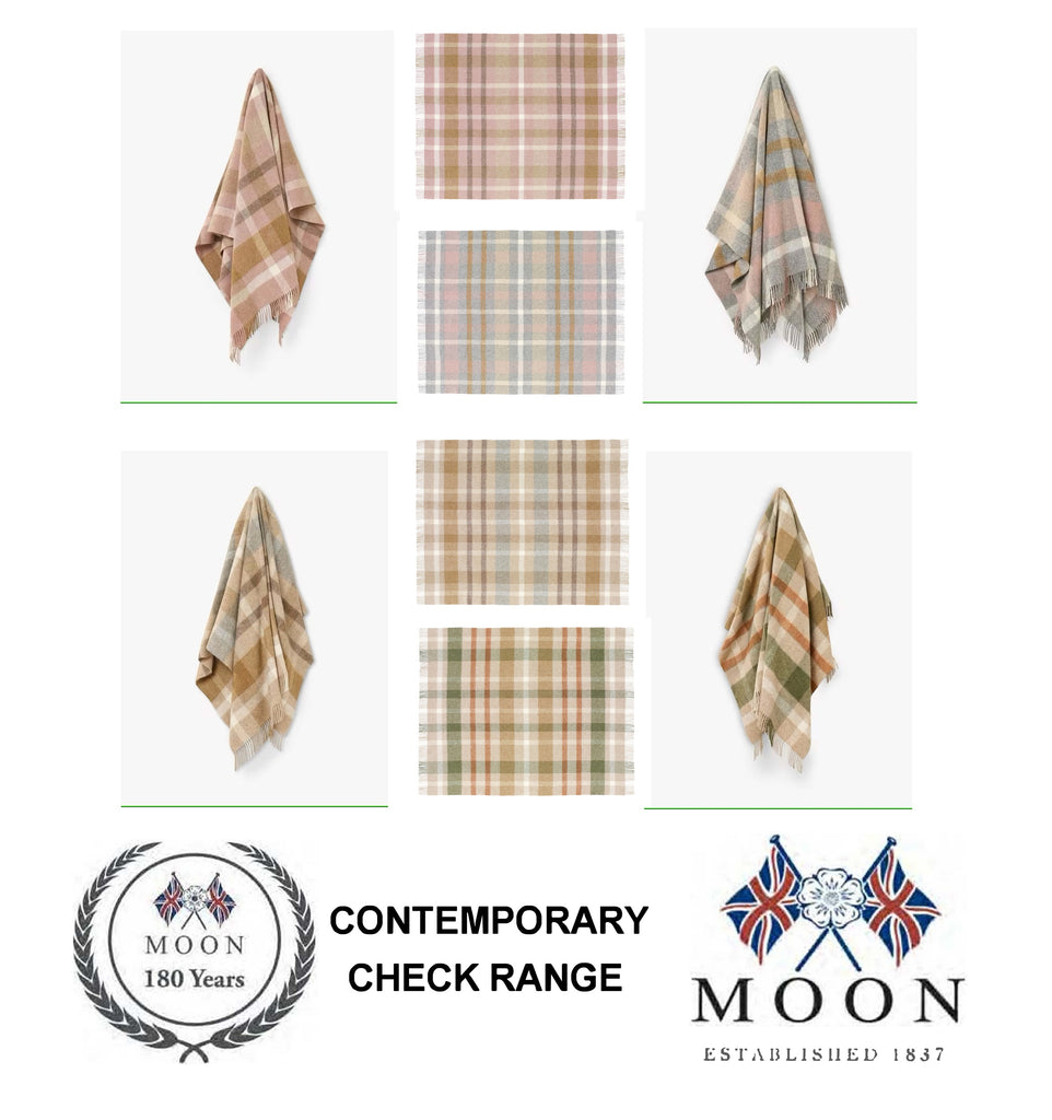 Contemporary Check Collection - 100% British Wool Throw - Made in England