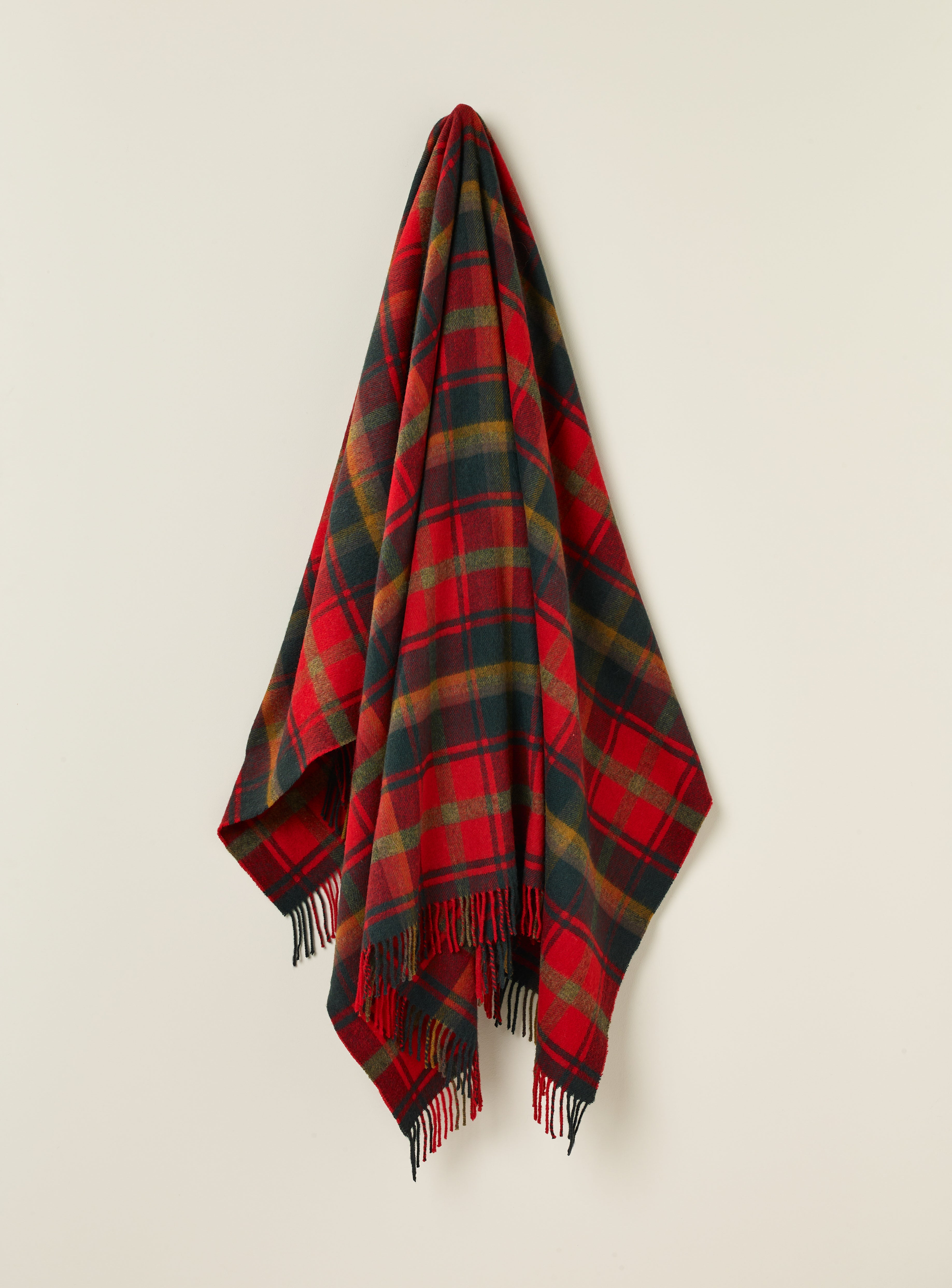 Tartan Plaid- Merino Lambswool Throw Blanket- Dark Maple Tartan Made