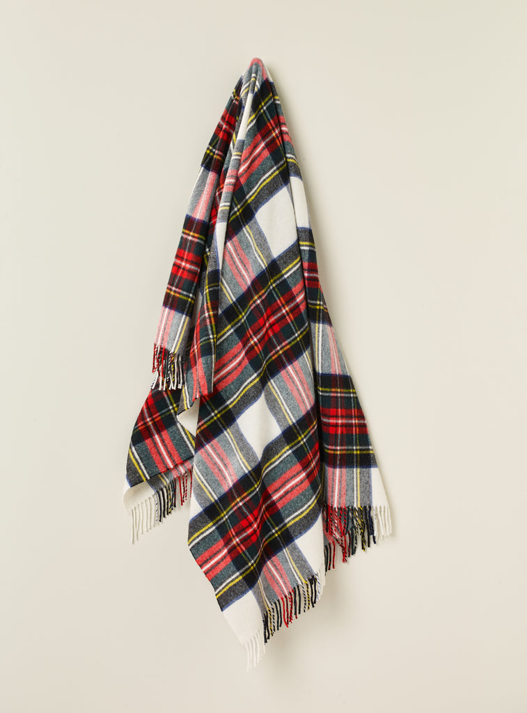 Tartan Plaid- Merino Lambswool Throw Blanket-Dress Stewart Tartan- Made in England