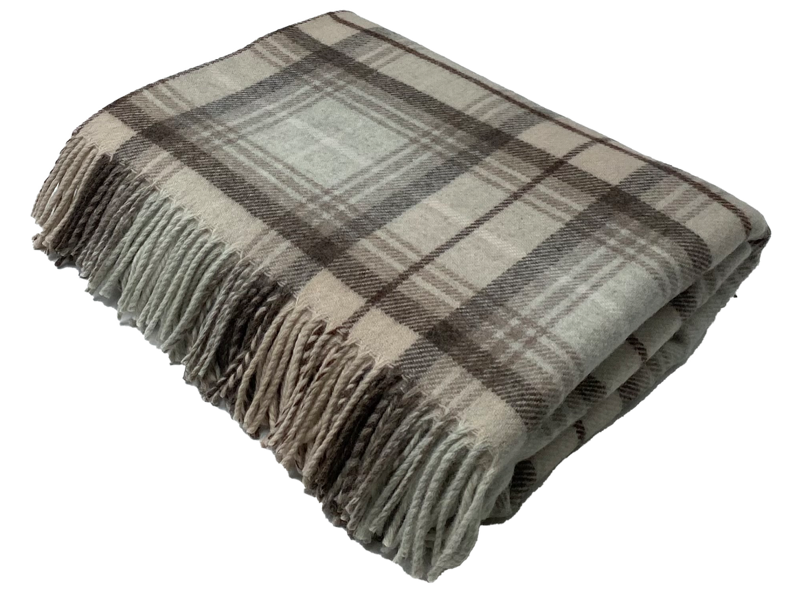 Lindores Mushroom - Merino Lambswool Throws - Made in Scotland