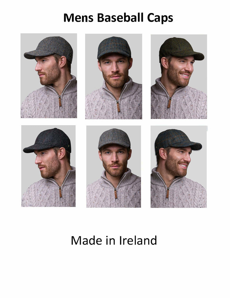 Mens's Baseball Caps  - Made in Ireland - 100% Wool
