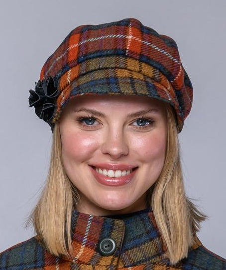 Ladies Tweed Newsboy Hat - Buchanan Plaid - Made in Ireland