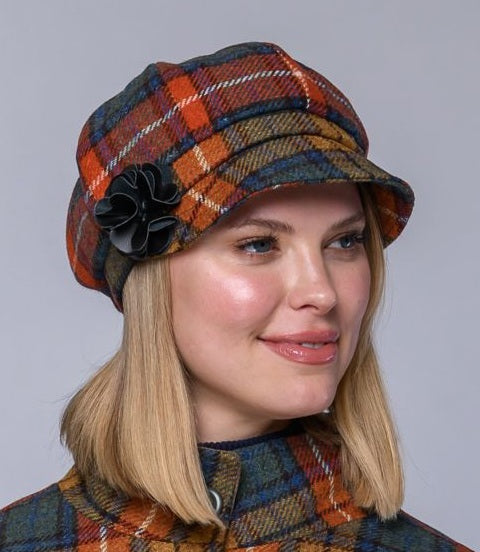 Ladies Tweed Newsboy Hat - Buchanan Plaid - Made in Ireland
