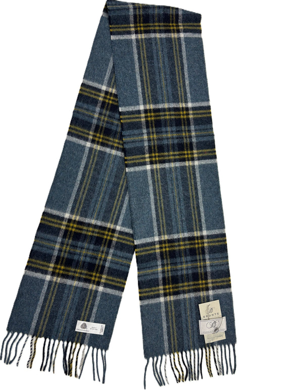 Romford Gray and Yellow Scarf, Merino Lambswool Scarf, Made in England