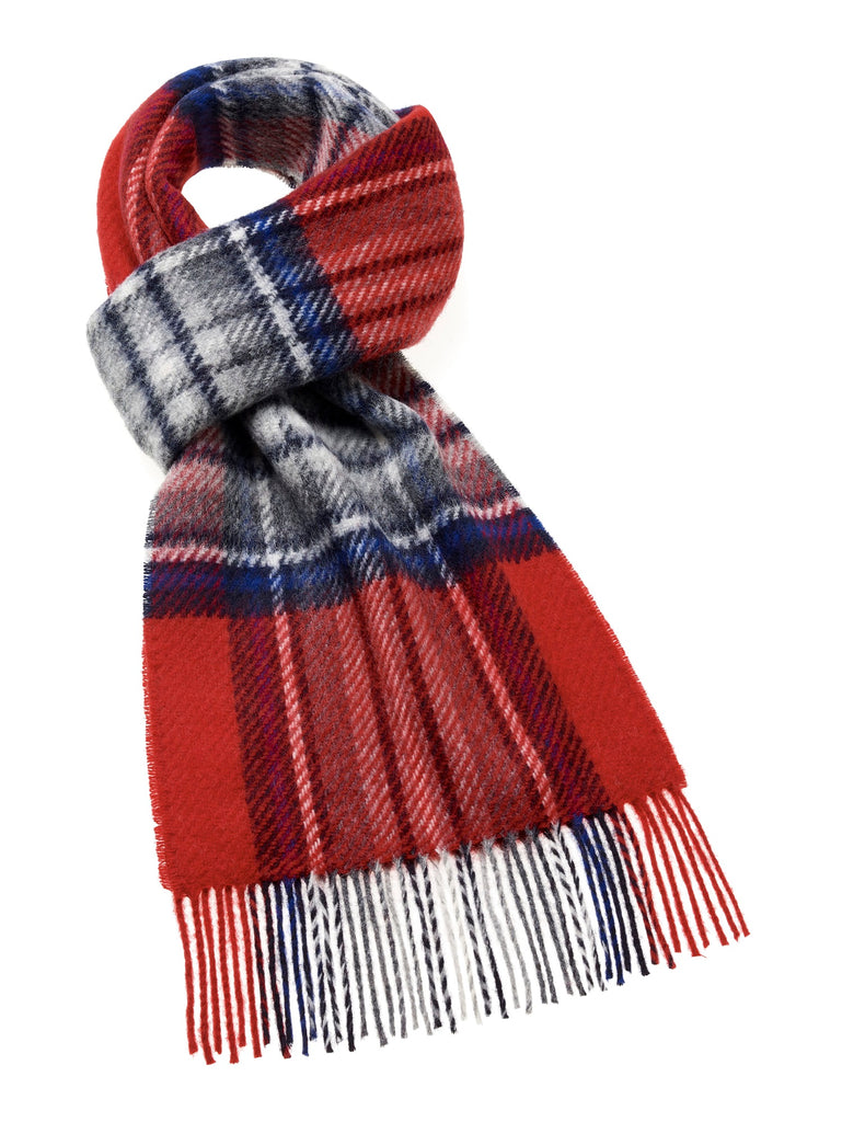 Lowerfell Red/Grey Scarf - Merino Lambswool - Made in England