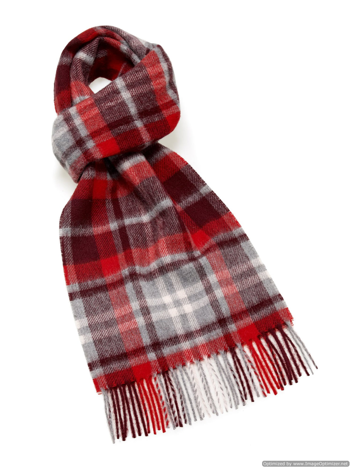 SALE  Ripley Red Check Scarf, Merino Lambswool, Made in England, Bronte Moon