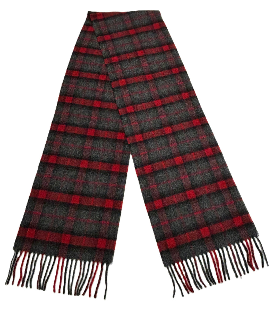 Bentham Red/Gray Scarf, Merino Lambswool, Made in England