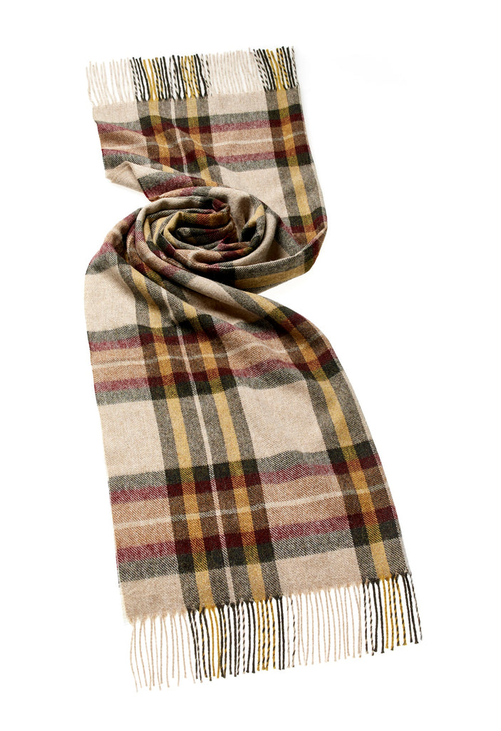 Ripon Olive Scarf, Merino Lambswool, Made in England