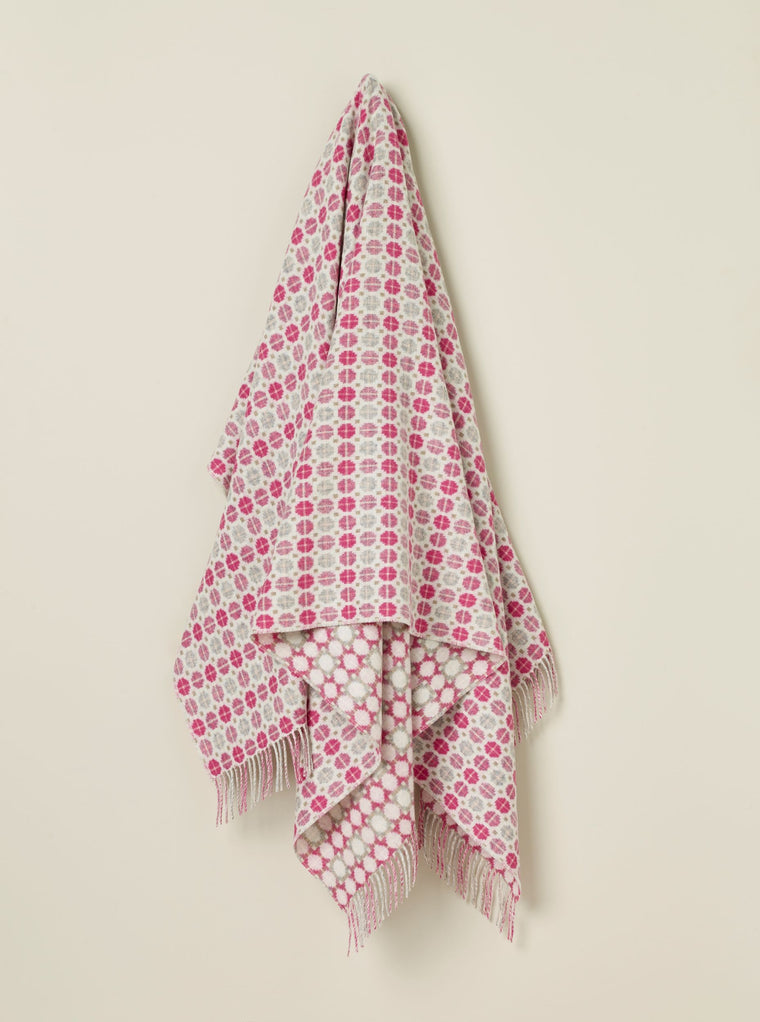 Merino Lambswool Throw Blanket - Milan - Pink, Made in England
