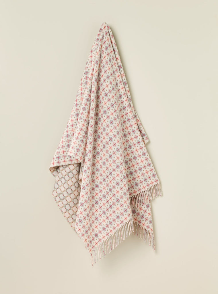 Merino Lambswool Throw Blanket - Milan - Blush, Made in England