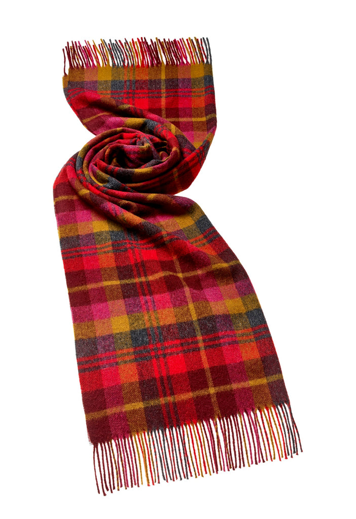 SALE!!! Wool Shawl, Stole, Wrap, Easby Cherry Red Plaid, Made in England