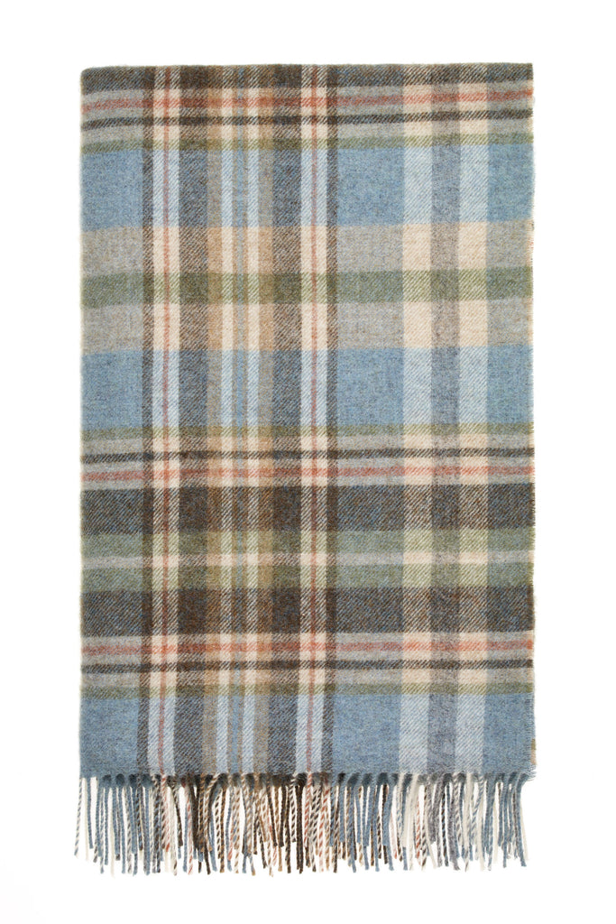 Pure New Wool Throw Blanket - Glen Coe - Aqua - Made in England
