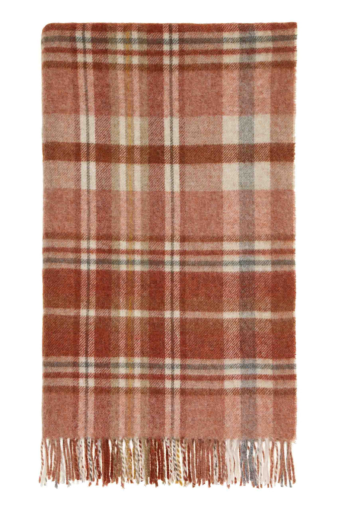 Pure New Wool Throw Blanket - Glen Coe - Brick - Made in England