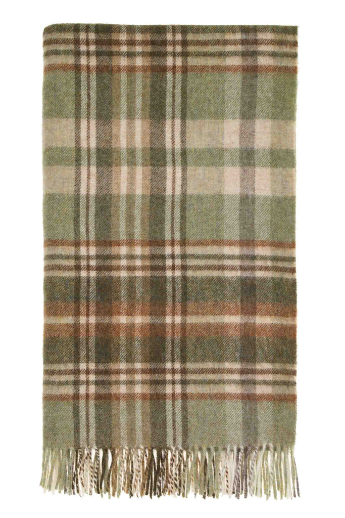 Pure New Wool Throw Blanket - Glen Coe - Sage - Made in England