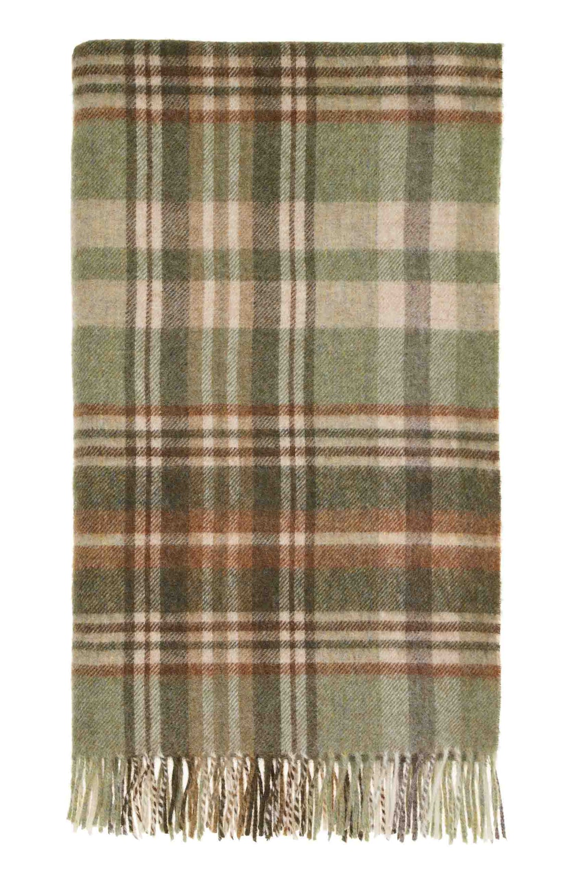 Pure New Wool Throw Blanket - Glen Coe - Sage - Made in England