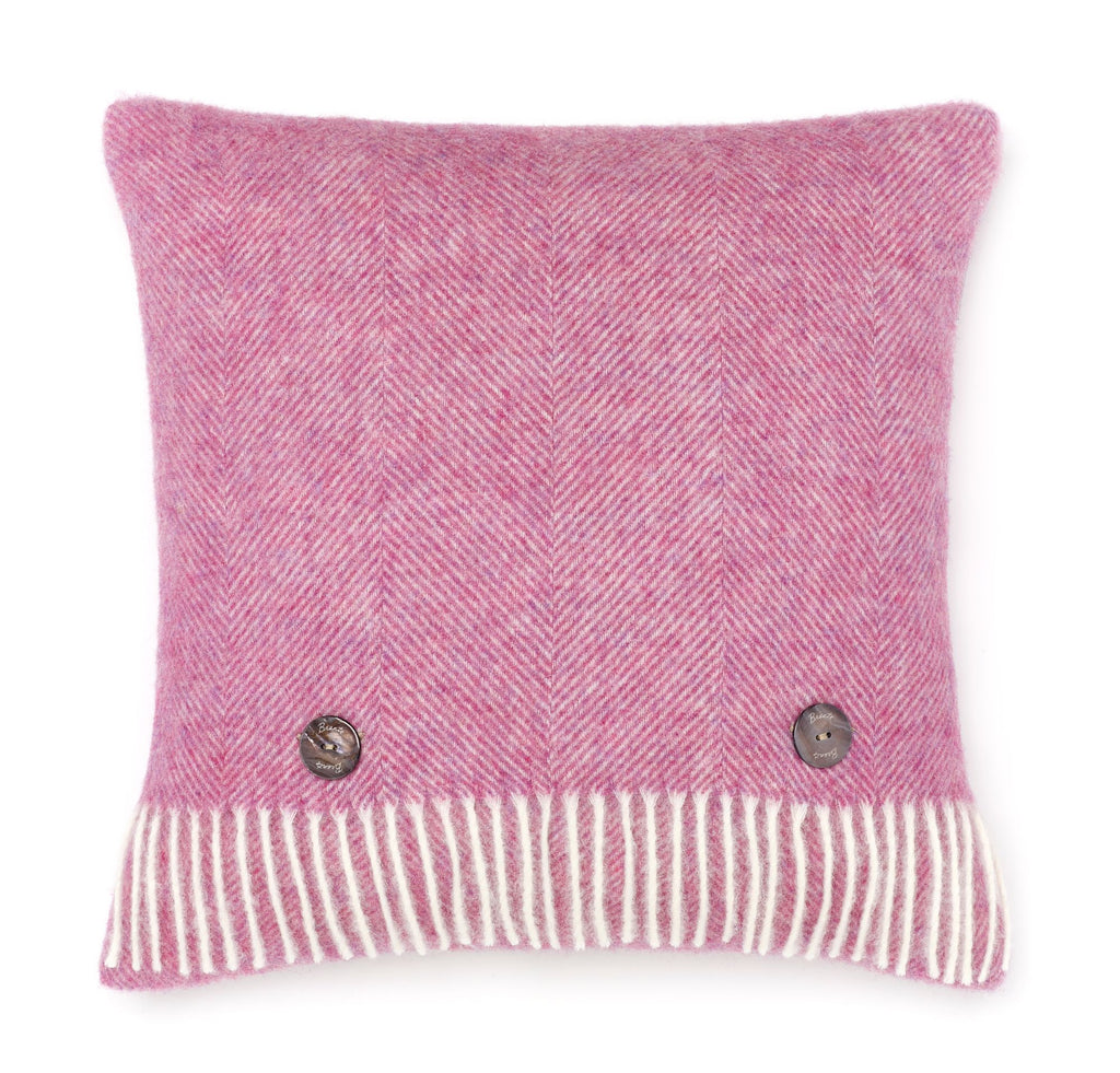 Herringbone Pink Pillow - Feather Filled - Bronte Moon