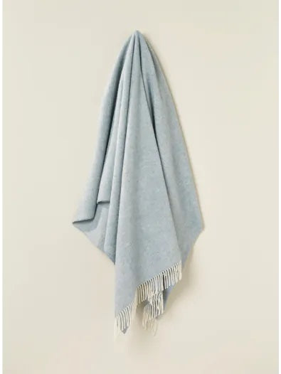 Pure New Wool - Herringbone Duck Egg Picnic Blanket - Made in England