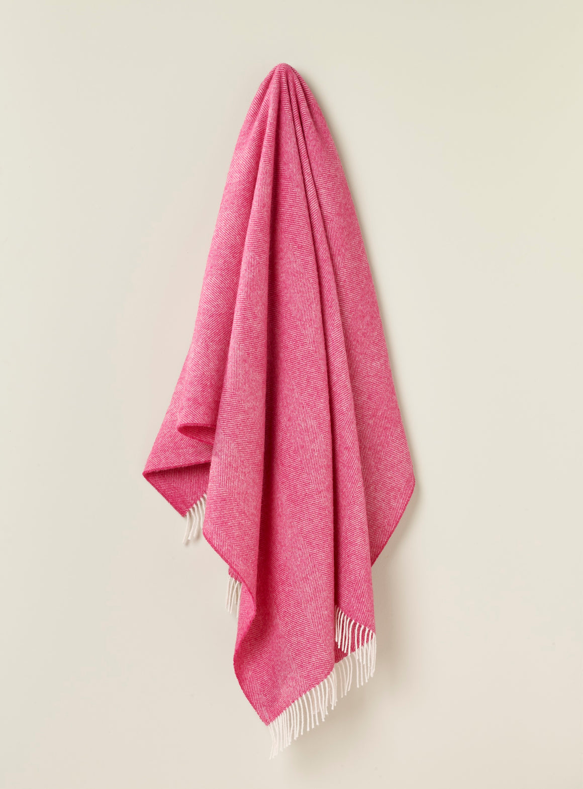 Pure New Wool - Herringbone Fuschia Picnic Blanket - Made in England