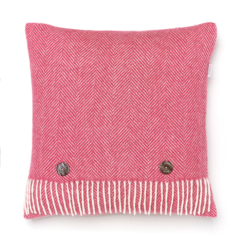 Merino Lambswool Herringbone Cerise Pillow