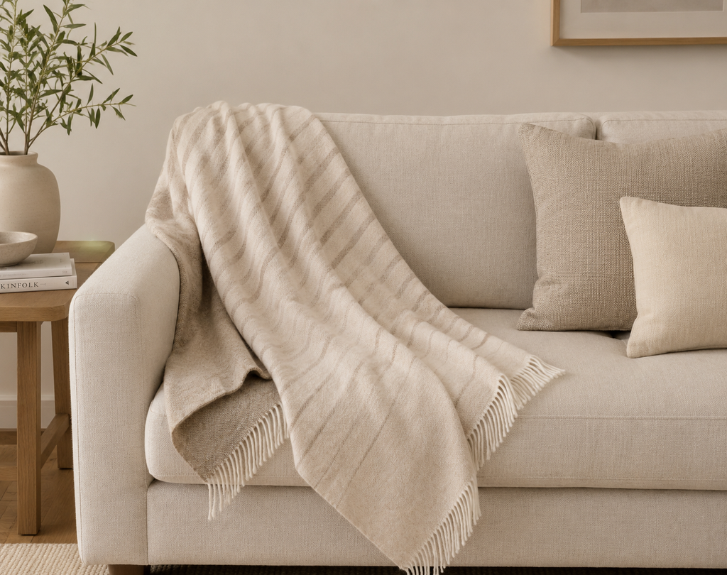 Albion Natural - Merino Lambswool Throw Blanket - Made in England