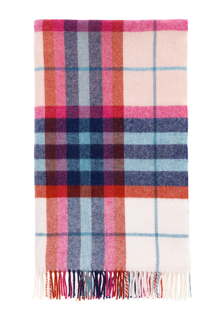 Falmouth Ivory/Red Blue - Shetland Quality Throw - Made in England