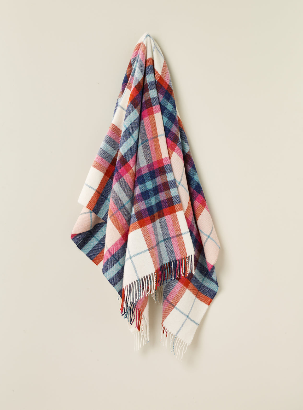 Falmouth Ivory/Red Blue - Shetland Quality Throw - Made in England