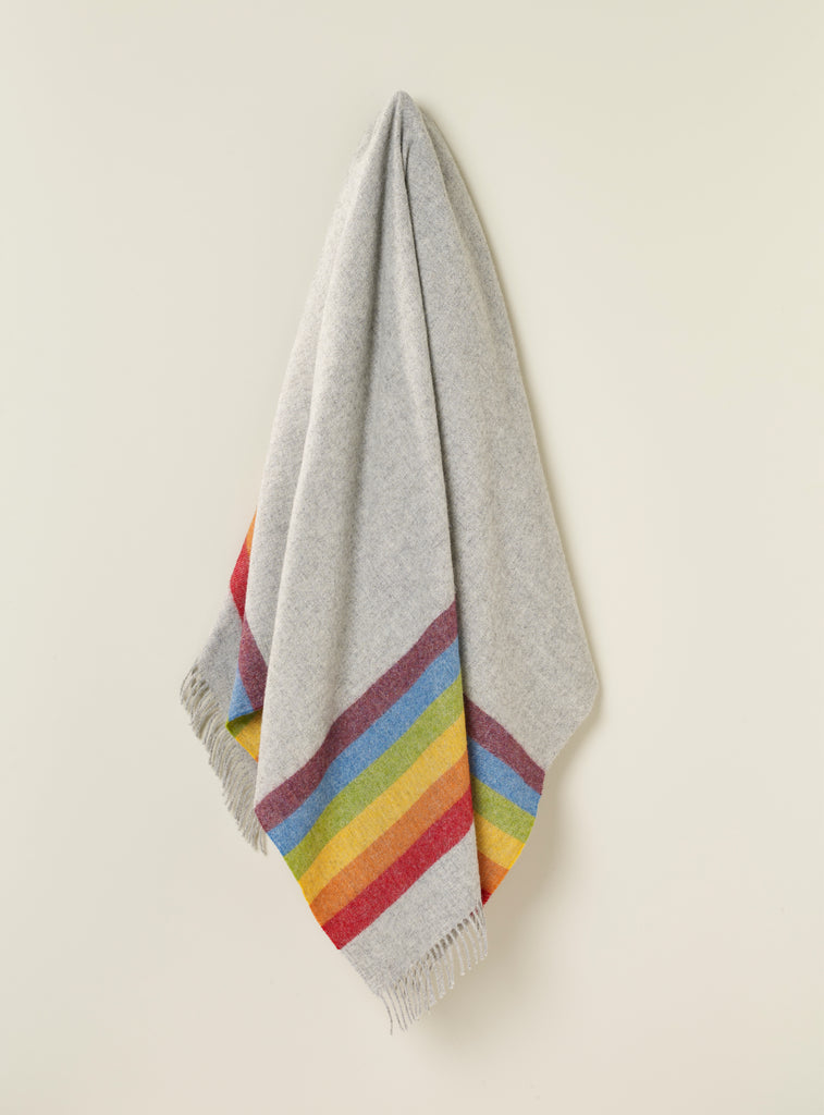 Pride Gray/Multi Throw - Shetland Pure New Wool - Made in England