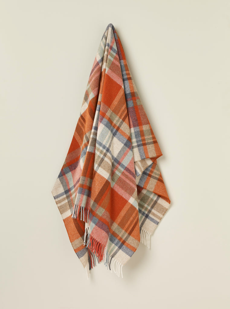 Portree Orange Throw - Merino Lambswool - Made in England
