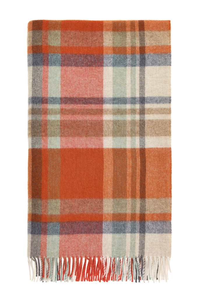 Portree Orange Throw - Merino Lambswool - Made in England