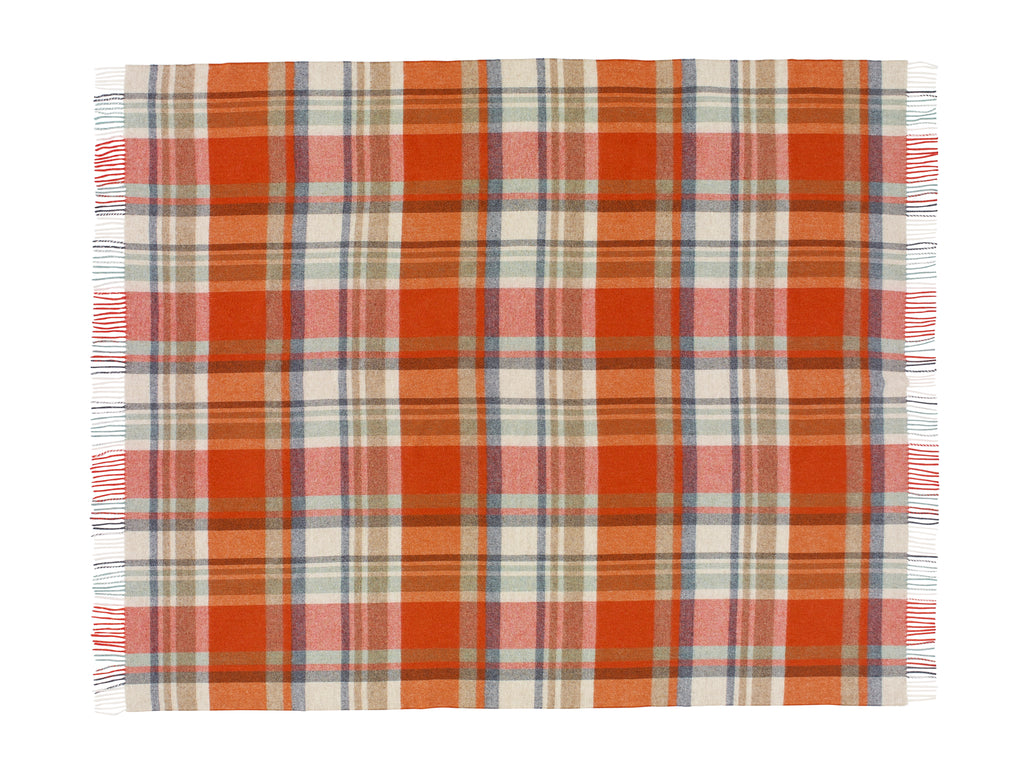 Portree Orange Throw - Merino Lambswool - Made in England