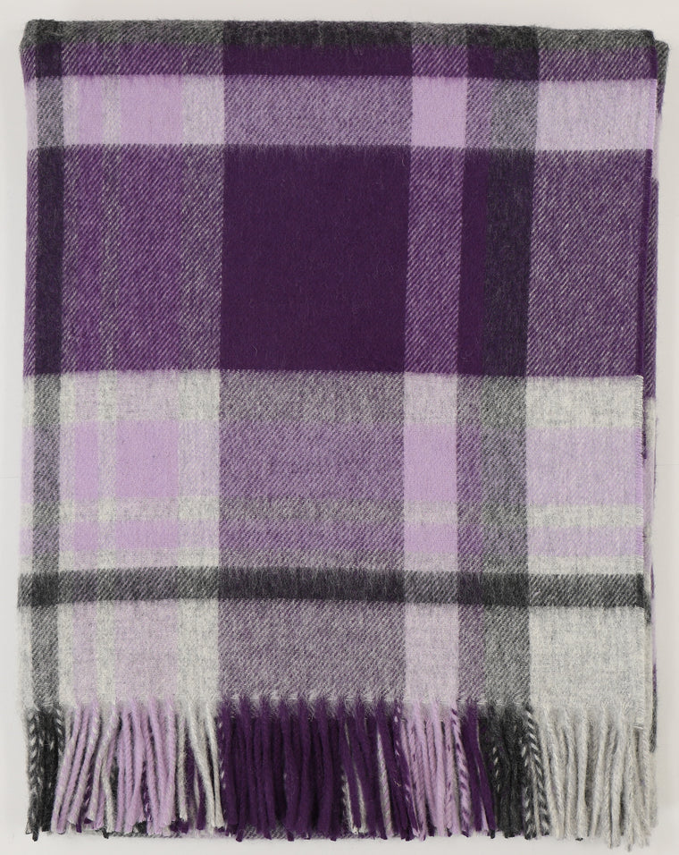 Portree Lilac/Gray Throw - Merino Lambswool - Made in England