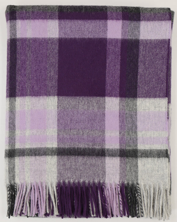 Portree Lilac/Gray Throw - Merino Lambswool - Made in England