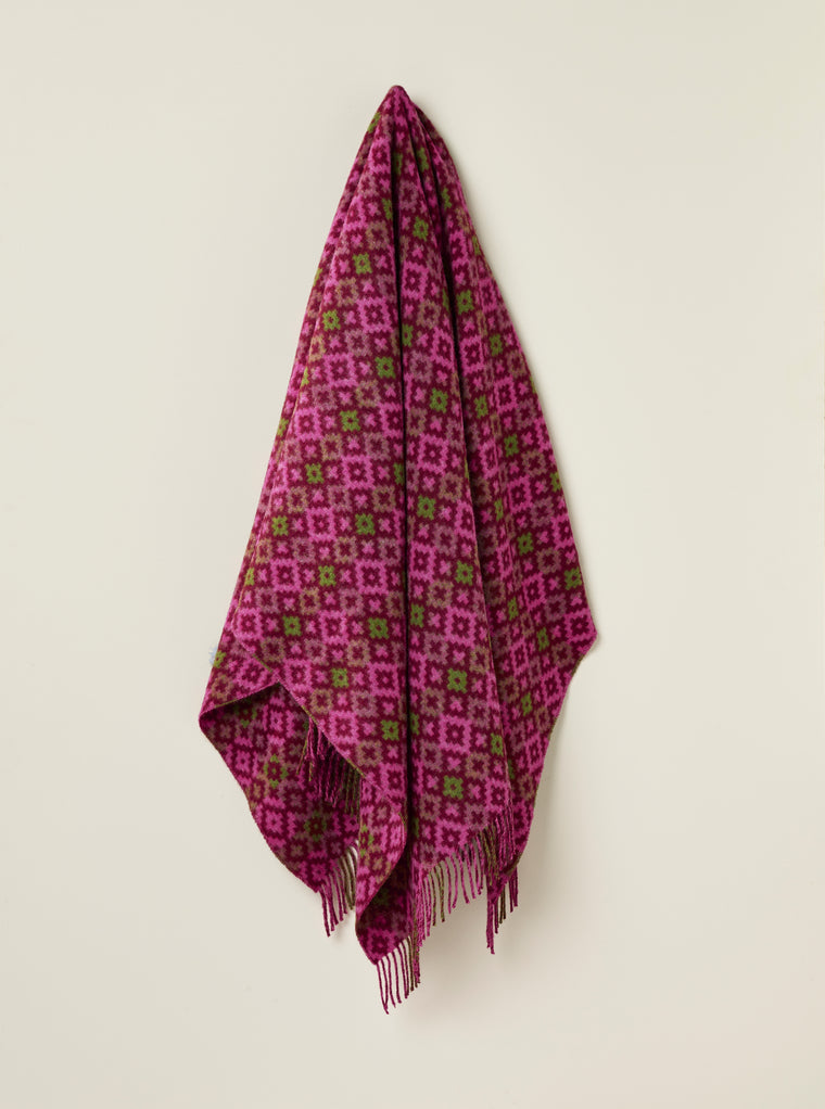 Dartmouth Burgundy/Pink - Shetland Quality Throw - Made in England