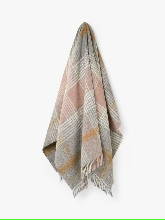 Classic Check - Silver/Pink - Shetland Quality Throw/Picnic Blanket - Made in England