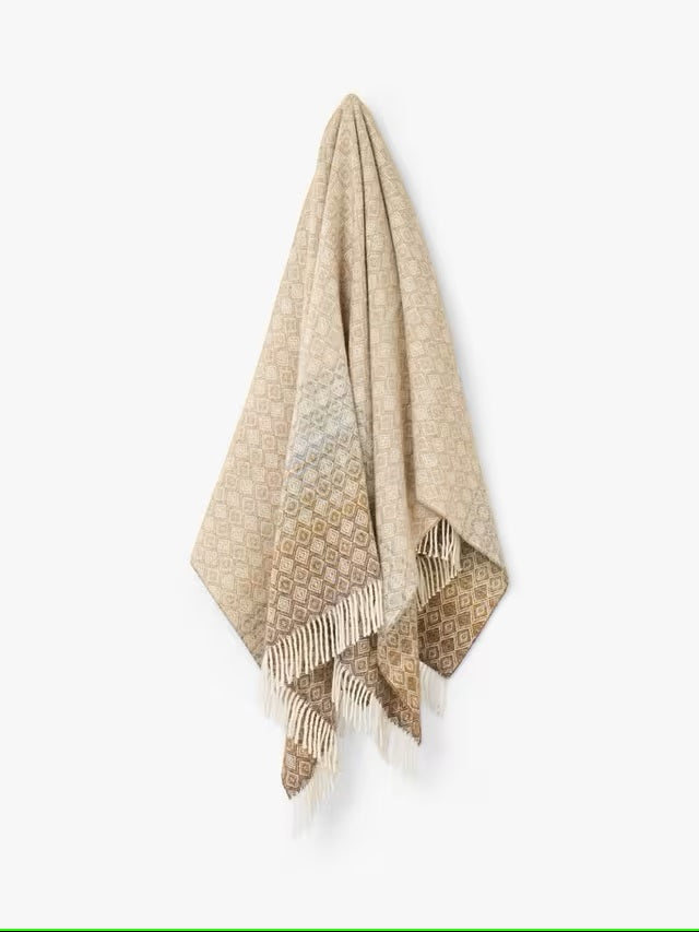 Ombre Diamond - Natural - Shetland Quality Throw/Picnic Blanket - Made in England